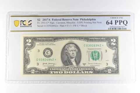 2017 A $2 Philadelphia PA FRN Fr#1941-C* LEPE Printed Star 64 PPQ PCGS *0676