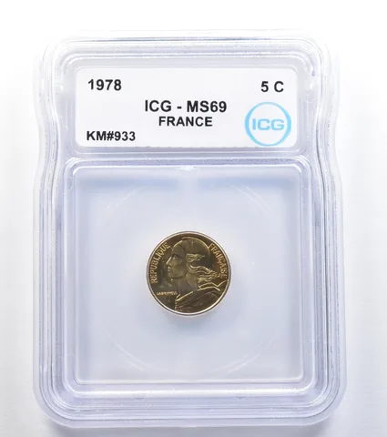 1978 France 5 Centimes KM#933 MS69 ICG *7932