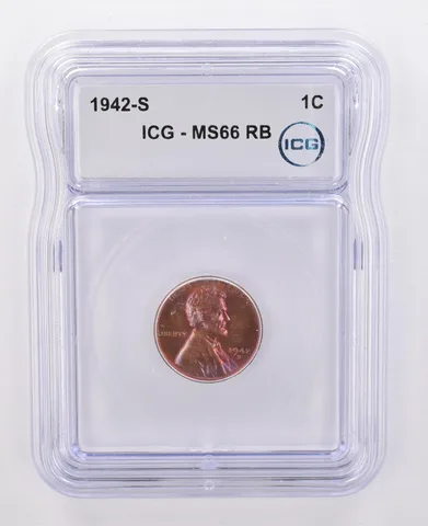 1942-S Lincoln Wheat Cent MS66 RB ICG Beautiful Tone *0091