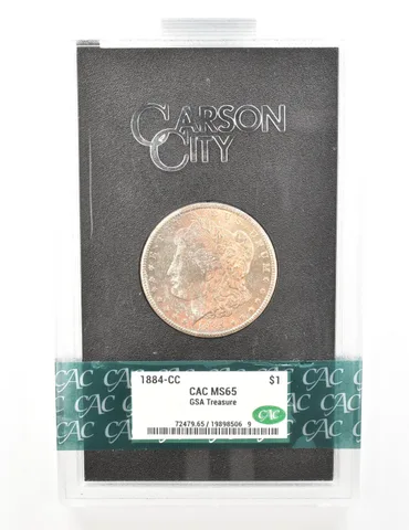 1884-CC Morgan Silver Dollar GSA Treasure MS65 CAC CACg Beautiful Tone a5238