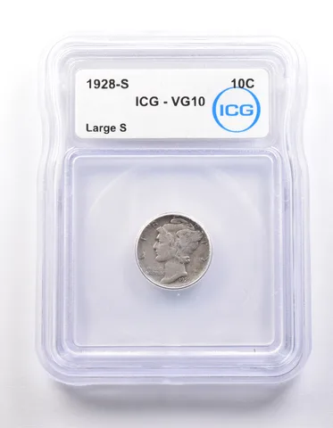 1928-S Mercury Dime Large S VG10 ICG *9866