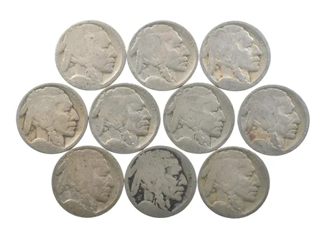Lot 10 5c RAISED GROUND 1913 Buffalo Nickels First Year Issue! May be P/D/S *622