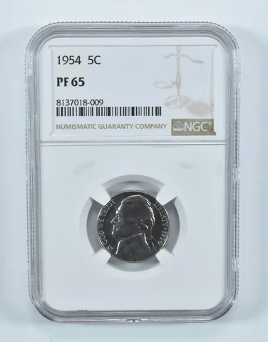 1954 Jefferson Nickel PF65 NGC Brown Label
