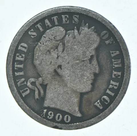 1900-S Barber Dime 90% Silver Average Circ