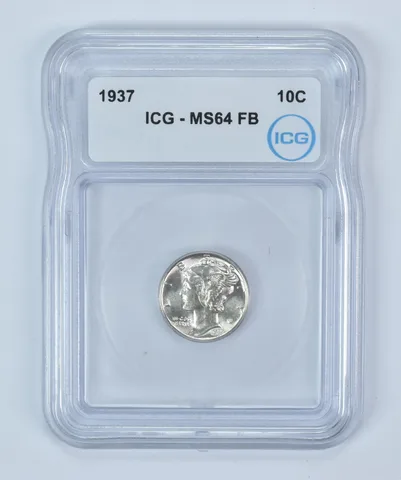 1937 Mercury Dime MS64 FB ICG