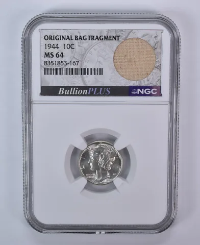 1944 Mercury Dime Original Bag Fragment MS64 NGC