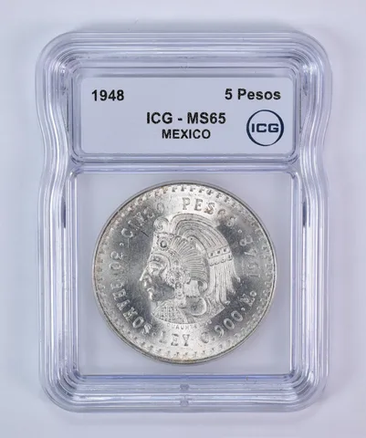 1948 Mo Mexico 5 Pesos Silver MS65 ICG