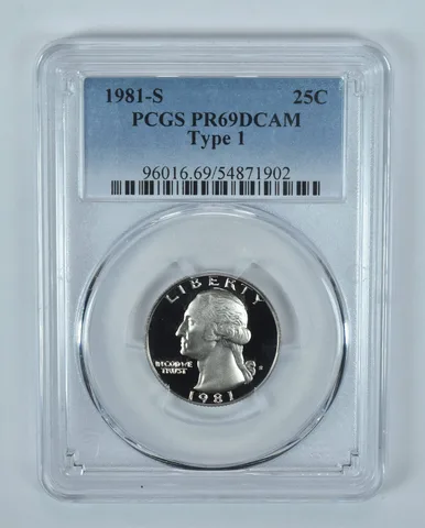 1981-S Washington Quarter Type 1 PR69 DCAM PCGS Blue Label