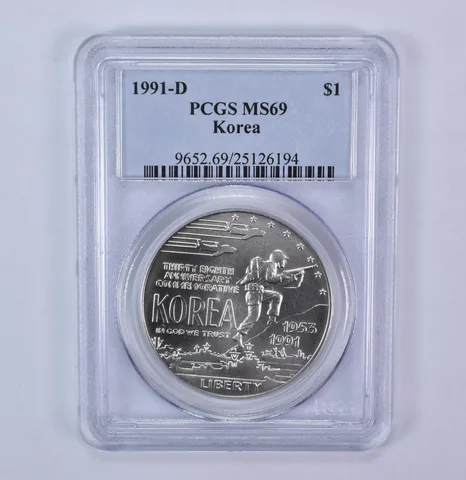 1991-D Korean War Memorial Commemorative Silver Dollar MS69 PCGS