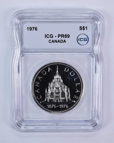 1976 Canada 1 Dollar Silver Parliamentary Library PR69 ICG