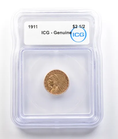1911 $2.50 Indian Head Gold Quarter Eagle Genuine ICG *0779