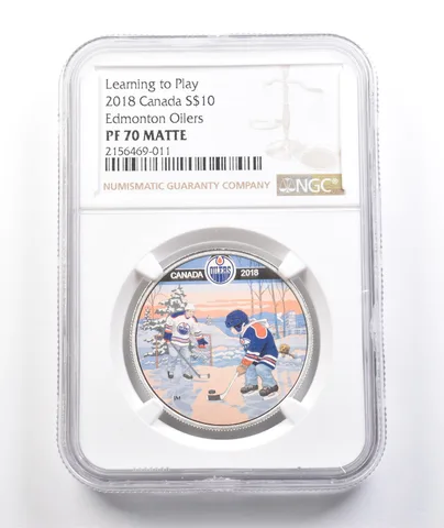 2018 Canada 10 Dollars Silver Learn To Play Edmonton Oilers PF70 Matte NGC a3815