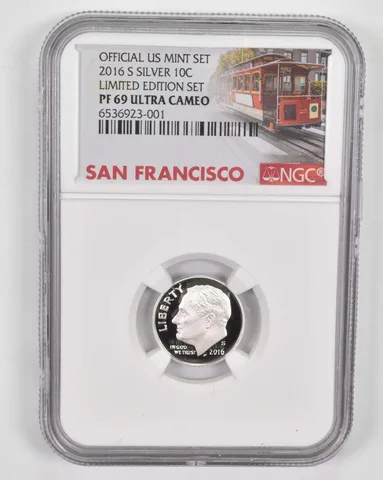 2016-S PF69 UCAM Silver Roosevelt Dime NGC San Fran Lbl Limited Ed.
