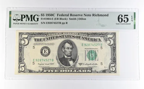 1950 C $5 FRN Richmond VA Fr#1964-E Choice Unc 65 EPQ PMG a2750
