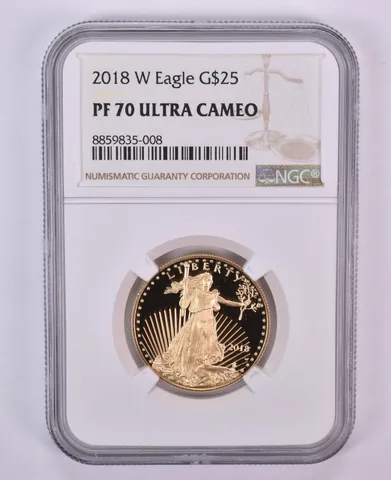 2018-W $25 American Gold Eagle 1/2 Oz Gold PF70 UCAM NGC