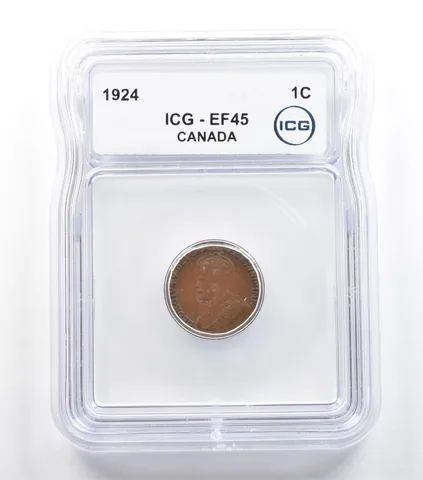 1924 Canada 1 Cent EF45 ICG *5711