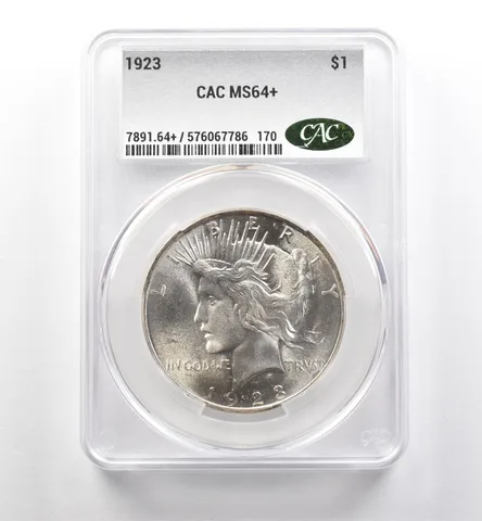 1923 Peace Silver Dollar MS64+ CAC CACg *7534