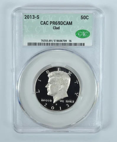 2013-S Kennedy Half Dollar CLAD PR69 DCAM CAC CACg