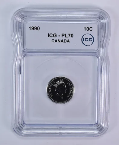 1990 Canada 10 Cents Bluenose PL70 ICG