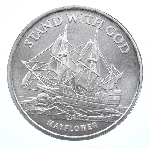 VINTAGE Art Bar/Round MayflowerRebellion To Tyrants .999 Silver 1 T Oz *866