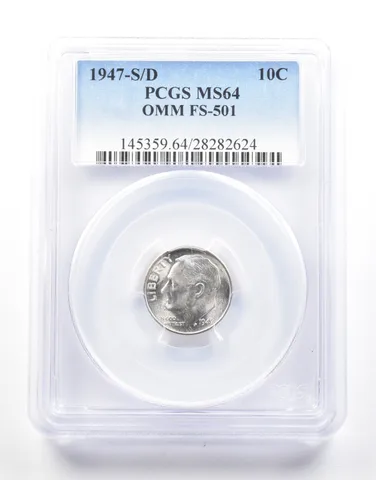 1947-S/D Roosevelt Dime OMM FS-501 MS64 PCGS *2144