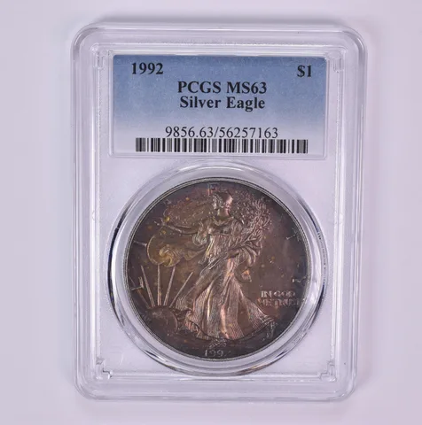 1992 American Silver Eagle MS63 PCGS Beautiful Tone *1541