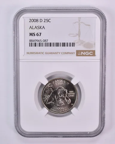 2008-D Washington State Quarter Alaska MS67 NGC Brown Label