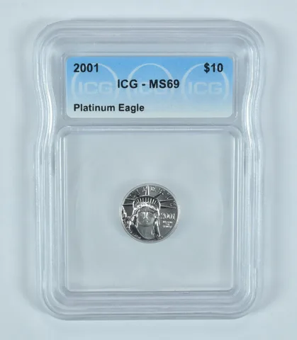2001 $10 American Platinum Eagle 1/10 Oz 0.1 Oz Platinum MS69 ICG