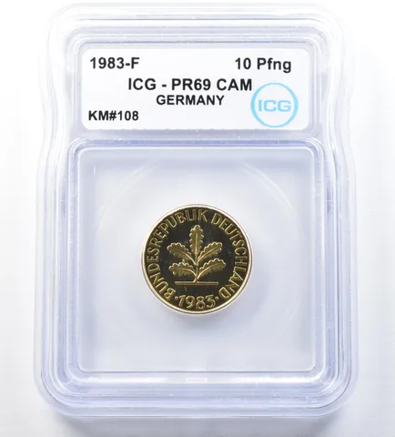 1983 F Germany 10 Pfennig KM#108 PR69 CAM ICG *8898