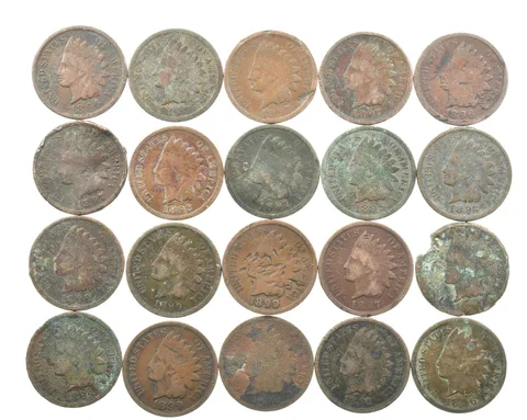 Lot 20 1800's 1890-1899 Indian Head Penny Cents US Coin Collection 2/5 Roll *491