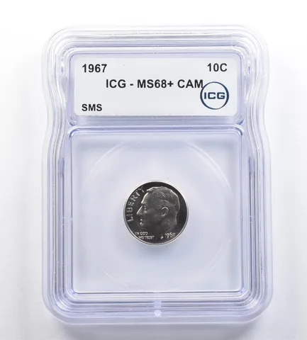 1967 Roosevelt Dime SMS MS68+ CAM ICG *7278