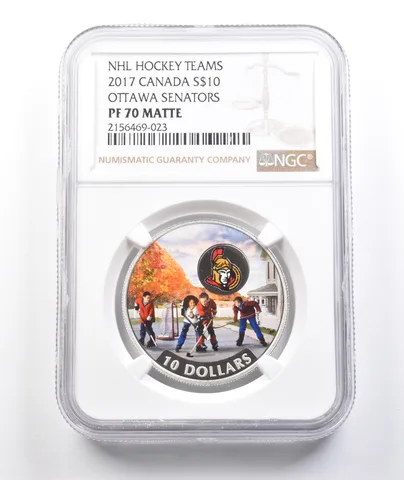 2017 Canada $10 Silver NHL Hockey Teams Ottawa Senators PF70 Matte NGC *3813