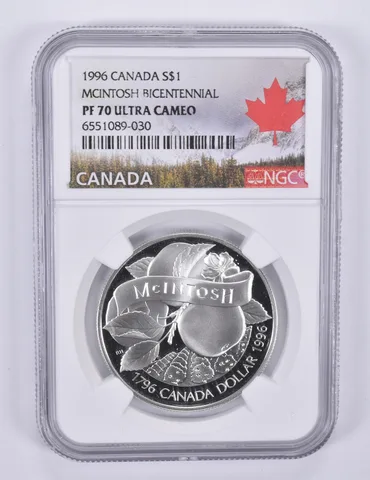 1996 Canada 1 Dollar Mcintosh Bicentennial PF70 UCAM NGC Canada Label
