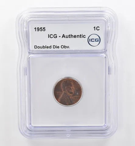 1955 Lincoln Wheat Cent Doubled Die Obverse Authentic ICG Beautiful Tone *6578