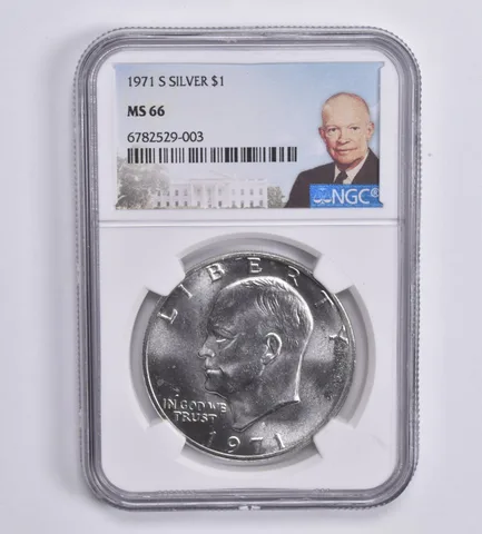 1971-S Eisenhower $1 Silver MS66 NGC Special Lbl