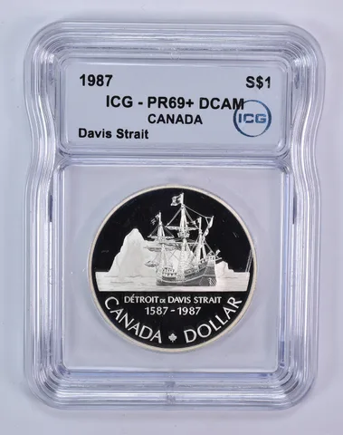 1987 Canada 1 Dollar Silver Davis Strait PR69+ DCAM ICG