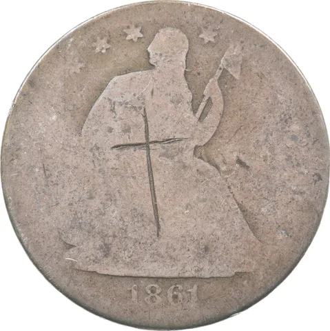 1861-S Seated Liberty Half Dollar WHZ Countermark a5549