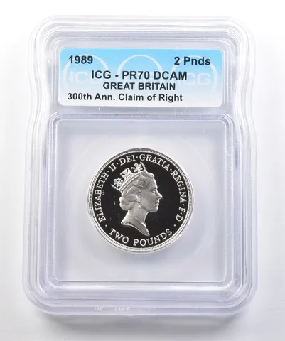 1989 Great Britain 2 Pounds 300th Anniversary Claim Of Right PR70 DCAM ICG *0449