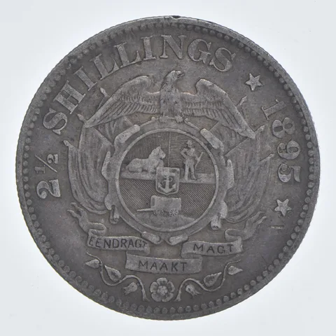 SILVER - WORLD Coin - 1895 South Africa 2 1/2 Shillings - World Silver Coin *784