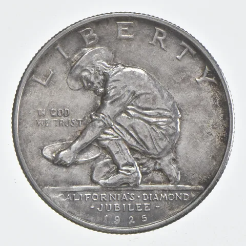 1925 California Diamond Jubilee Commem Silver Half Dollar Beautiful Tone *0492