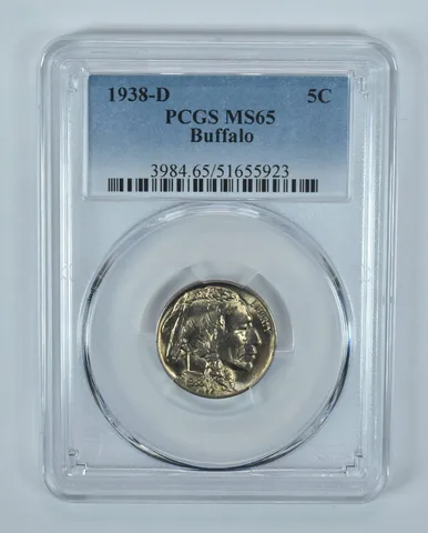 1938-D Indian Head Buffalo Nickel MS65 PCGS Blue Label