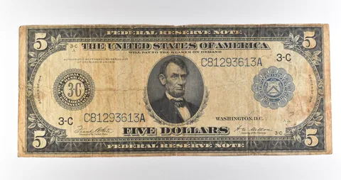 1914 $5 Philadelphia PA FRN Blue Seal Large Note Fr#855a *4588