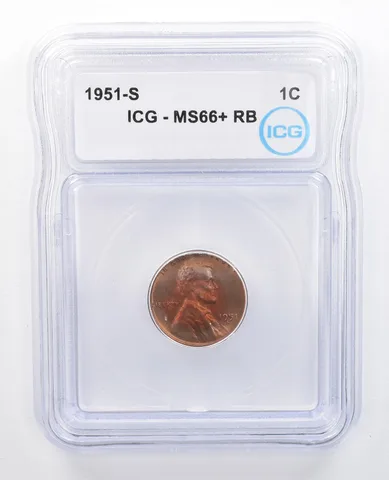1951-S Lincoln Wheat Cent MS66+ RB ICG Beautiful Red Tone *7622