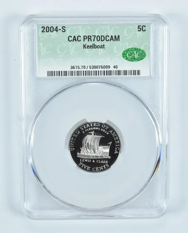 2004-S Jefferson Nickel Keelboat PR70 DCAM CAC CACg