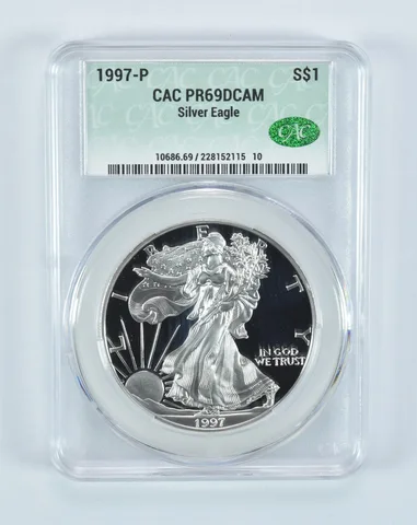 1997-P American Silver Eagle PR69 DCAM CAC CACg