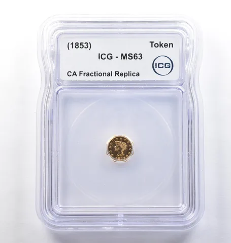 (1853) CA Fractional Gold Style Token Liberty Head Token MS63 ICG *3808