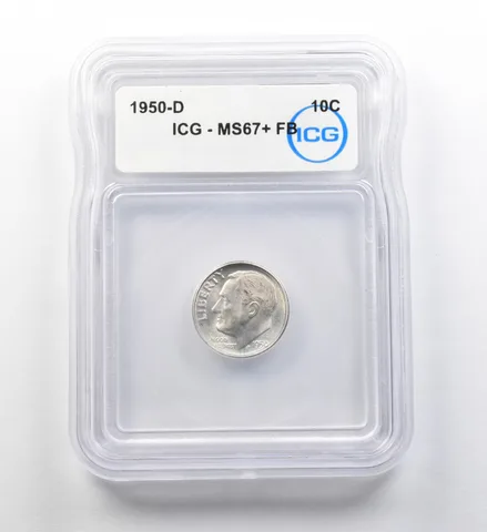 1950-D Roosevelt Dime MS67+ FB ICG *8224