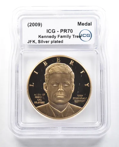 (2009) Medal JFK Kennedy Family Tree Silver Plated PR70 ICG *4915
