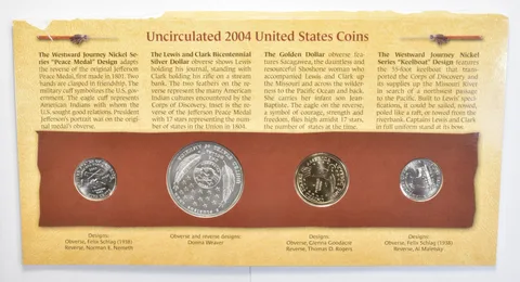 2004 Lewis & Clark Bicentennial Commemorative Silver Dollar & Nickels Unc