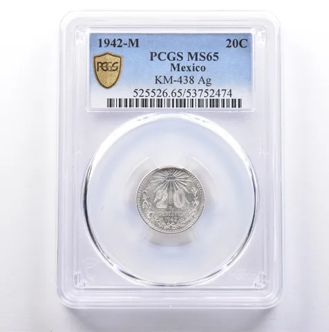 1942 M Mexico 20 Centavos Silver KM-438 MS65 PCGS *9045